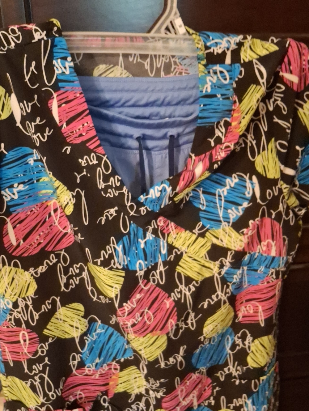 Med Couture Wild Heart Print V-Neck Scrub Top